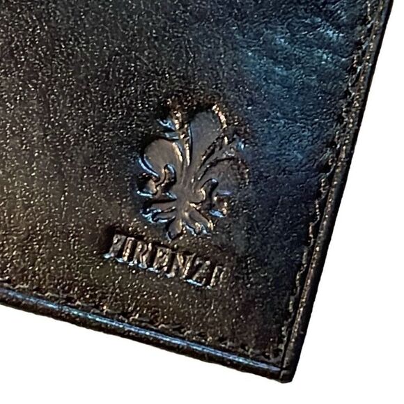 Vera Pelle Firenze Mens Genuine Leather Card Money Slot Bi-Fold Wallet Black - Picture 3 of 7